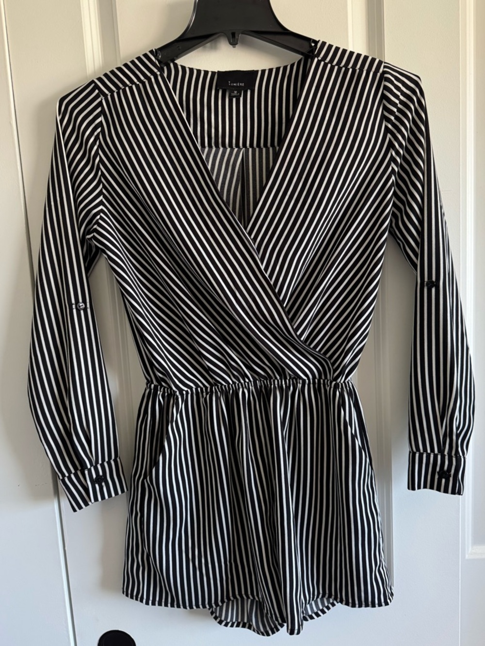 Lumiere Black and White Striped Romper